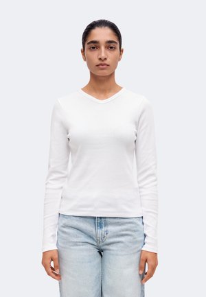 Abercrombie & Fitch, VINTAGE HIGH V NECK TEE - Блуза с дълги ръкави - white