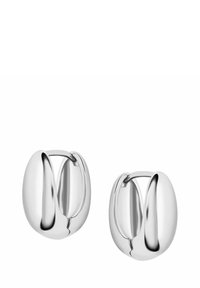 Srebrne kolczyki o gładkim, zaokrąglonym kształcie, z delikatnym zawiasem ułatwiającym otwieranie. Minimalistyczny design z polerowanym wykończeniem.
