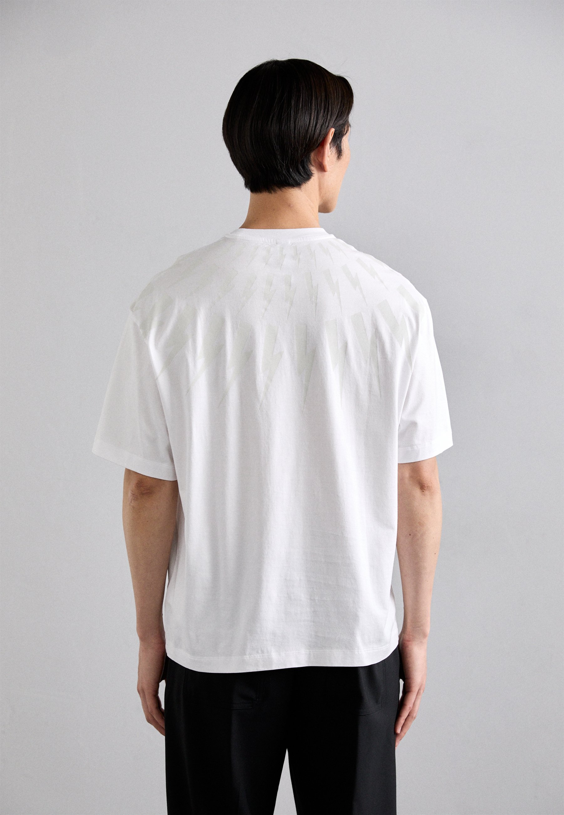 NEIL BARRETT| (Slim Dropped Shoulder Fairisle (MY70167A Neil Barrett DROPPED SHOULDER FAIRISLE THUNDERBOLT - Print T