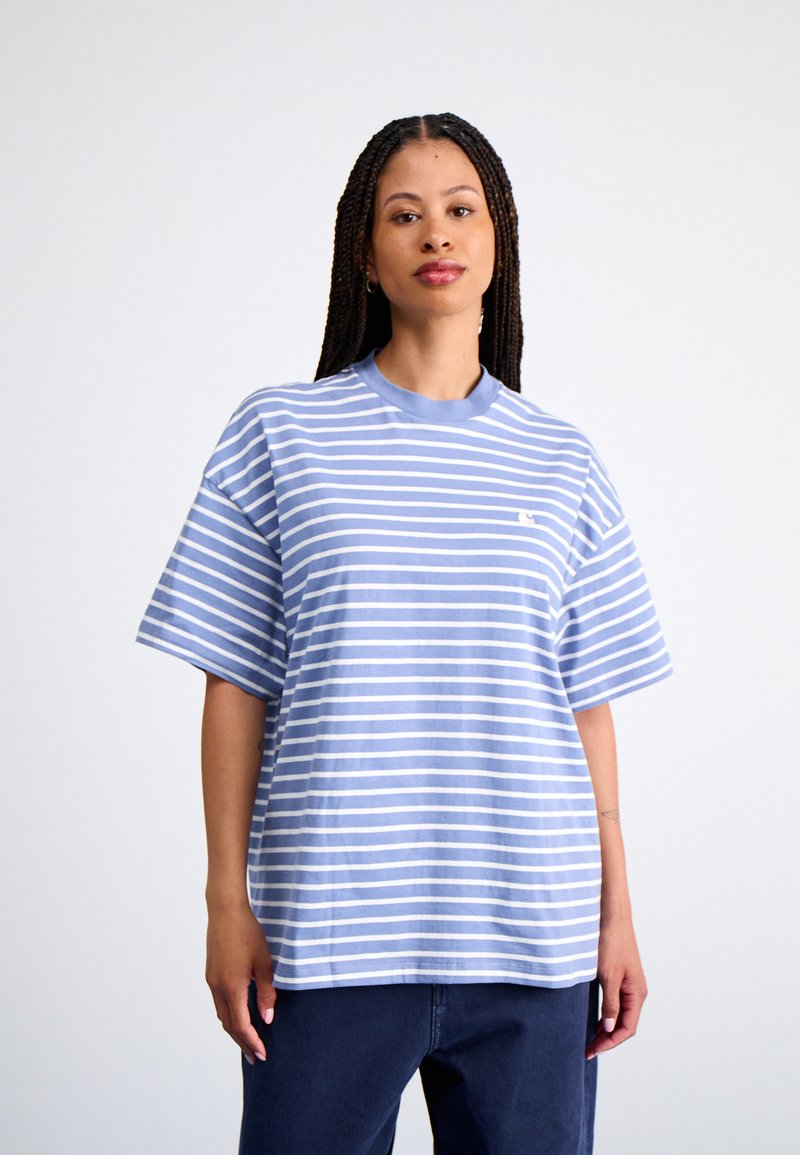 Carhartt WIP BRYNA - Tricou cu imprimeu - charm blue/white