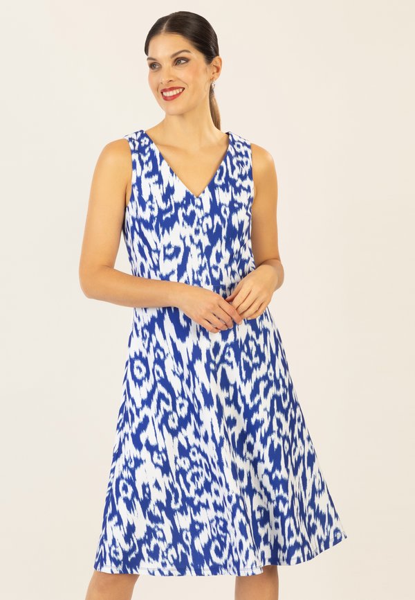 KURZES - Freizeitkleid - royalblau creme