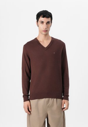 PIMA V NECK - Strickpullover - pure brown