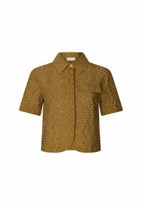 CROPPED WITH EMBROIDERY - Bluza s gumbima - camel