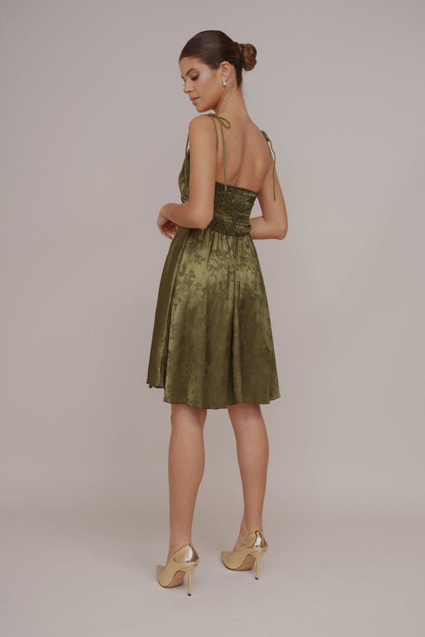 FLORAL BOW TIE SKATER - Cocktail dress / Party dress - dark khaki2