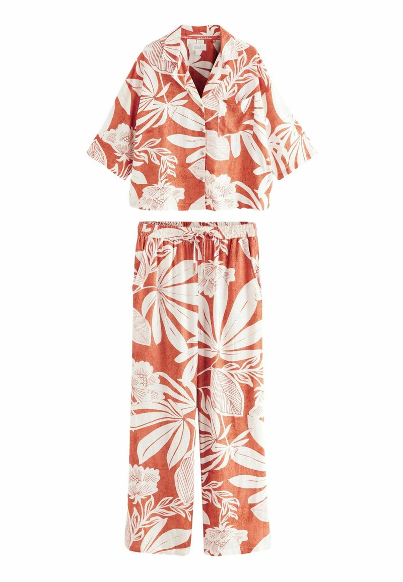 Next SET REGULAR FIT - BLEND BUTTON THROUGH - Pyjama - rust brown leaf