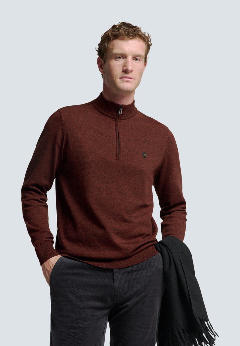 NO EXCESS HALF ZIP COLOURED MELANGE - Trui - orange red