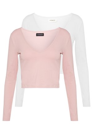 2 PACK - Pitkähihainen paita - pale mauve/white