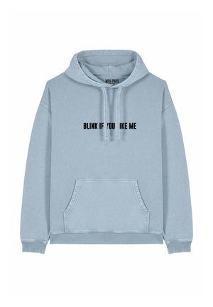 BLINK IF YOU LIKE ME EMBROIDERY UNISEX VINTAGE - Hoodie - light blue