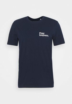 POUR TOUJOURS UNISEX - T-shirt con stampa - navy/white