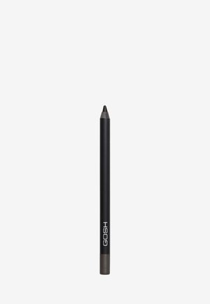 Crayon noir avec une pointe effilée et une finition mate. Présente une base grise ; marqué avec "GOSH" en blanc. Forme cylindrique simple.
