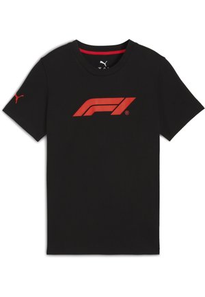 T-shirt in cotone nero con logo rosso di Formula 1 sul davanti e piccolo logo rosso Puma sulla manica sinistra. Design con scollatura tonda.
