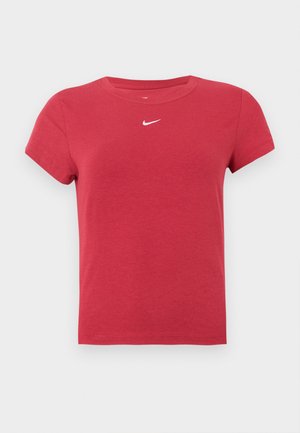 Κόκκινο βαμβακερό T-shirt με στρογγυλή λαιμόκοψη, κοντά μανίκια και λευκό λογότυπο της Nike στο στήθος. Λείο υλικό, casual σχέδιο.