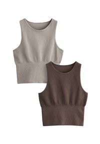 THE SET 2 PACK SEAMLESS RIBBED - REGULAR FIT - Top - brown nude