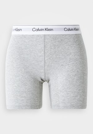 Lichtgrijze heren boxershorts met een witte tailleband met herhaalde zwarte Calvin Klein-logo.