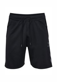 Svarta träningsshorts i lättviktigt material, med resårmidja och dragsko, sidofickor och reflexdetaljer.