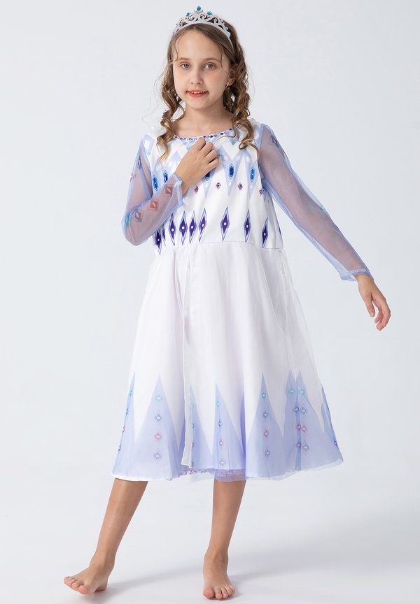 KOSTÜM KLEID FÜR EISKÖNIGIN ELSA FANS MIT KLEBETATTOO UND HAARREIF - Cocktailkleid/festliches Kleid - hellblau weiß