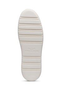 Suola di scarpa in gomma bianca con scanalature orizzontali, punta arrotondata e logo impresso "Voile Blanche". Superficie liscia con caratteristiche di trazione testurizzate.