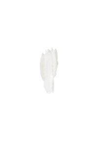 Witte crème of lotion met een soepele, glanzende textuur, aangebracht in een streep. Iets doorschijnend met een subtiele glans.