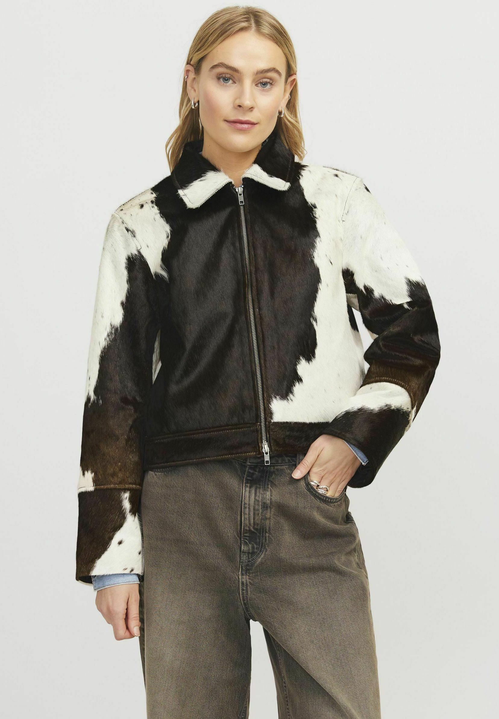 JJXX JJXX JXENYA - Leather jacket - bone white/off-white - Zalando