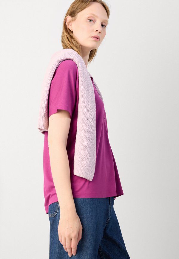 BLOUSE SHORT SLEEVE PLACKET AT FRONT - Blouse - fresh berry2