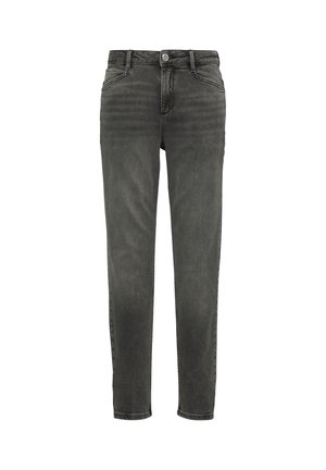 Szare dżinsy o slim fit, z pięcioma kieszeniami, zapięciem na guzik z przodu i delikatnym wyblaknięciem. Strukturalny krój z prostymi nogawkami.