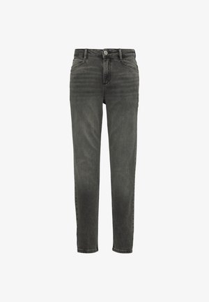 Szare dżinsy o slim fit, z pięcioma kieszeniami, zapięciem na guzik z przodu i delikatnym wyblaknięciem. Strukturalny krój z prostymi nogawkami.