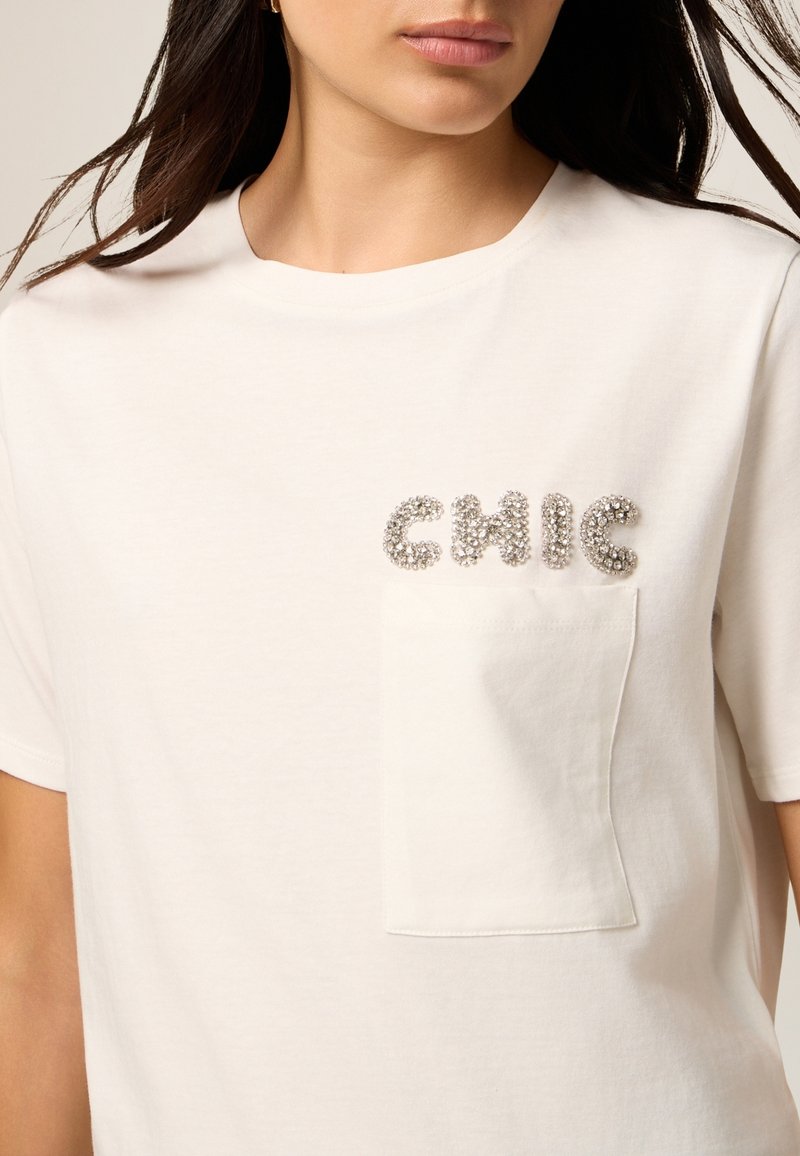 T-Shirt Donna In Cotone Biologico Made In France - Maniche Corte, Scollo Rotondo, Stampa Cocco, Taglie Forti (Bianco, L)