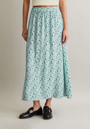 MIDI AUS BEDRUCKTEM - A-line skirt - light blue
