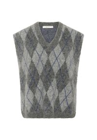 Cardigan - check dark grey grey blue comb