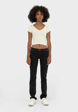 MIT TIEFEM BUND - Jean droit - dark grey