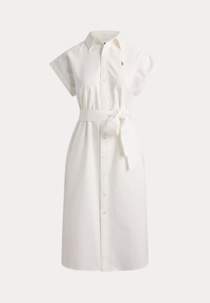Polo Ralph Lauren, BELTED COTTON OXFORD SHIRTDRESS - Denimové šaty - white