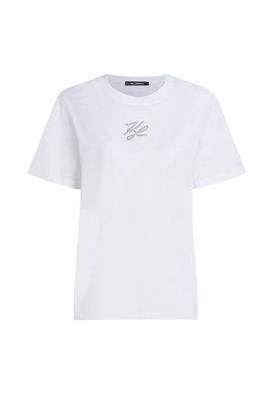 KARL LAGERFELD, RHINESTONE AUTOGRAPH T-SHIRT - T-shirt imprimé - white