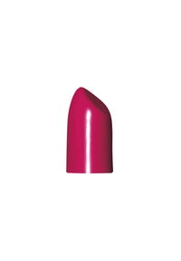 Heldere fuchsia lippenstift met een gladde, glanzende afwerking en een puntige tip. De vorm is kogelvormig, ontworpen voor gemakkelijke applicatie.