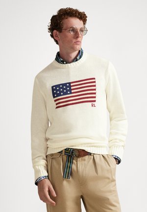 Polo Ralph Lauren THE ICONIC FLAG SWEATER UNISEX - Πουλόβερ - deckwash white