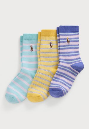 Polo Ralph Lauren STRIPED CREW UNISEX 3 PACK - Socken - blue/yellow/green