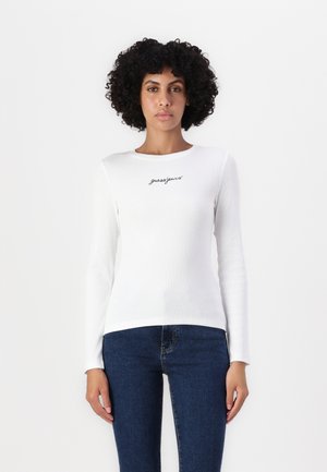 Guess Jeans EMBRO SLIM - Long sleeved top - pure white