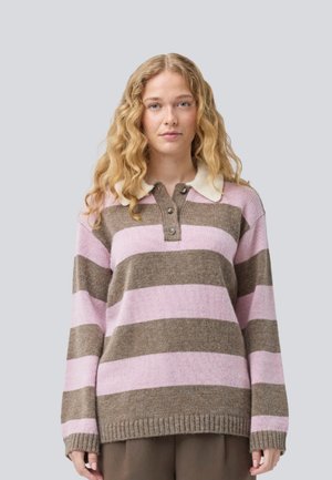 PELHAMMD STRIPE POLO - Πουλόβερ - lilac/chocolate