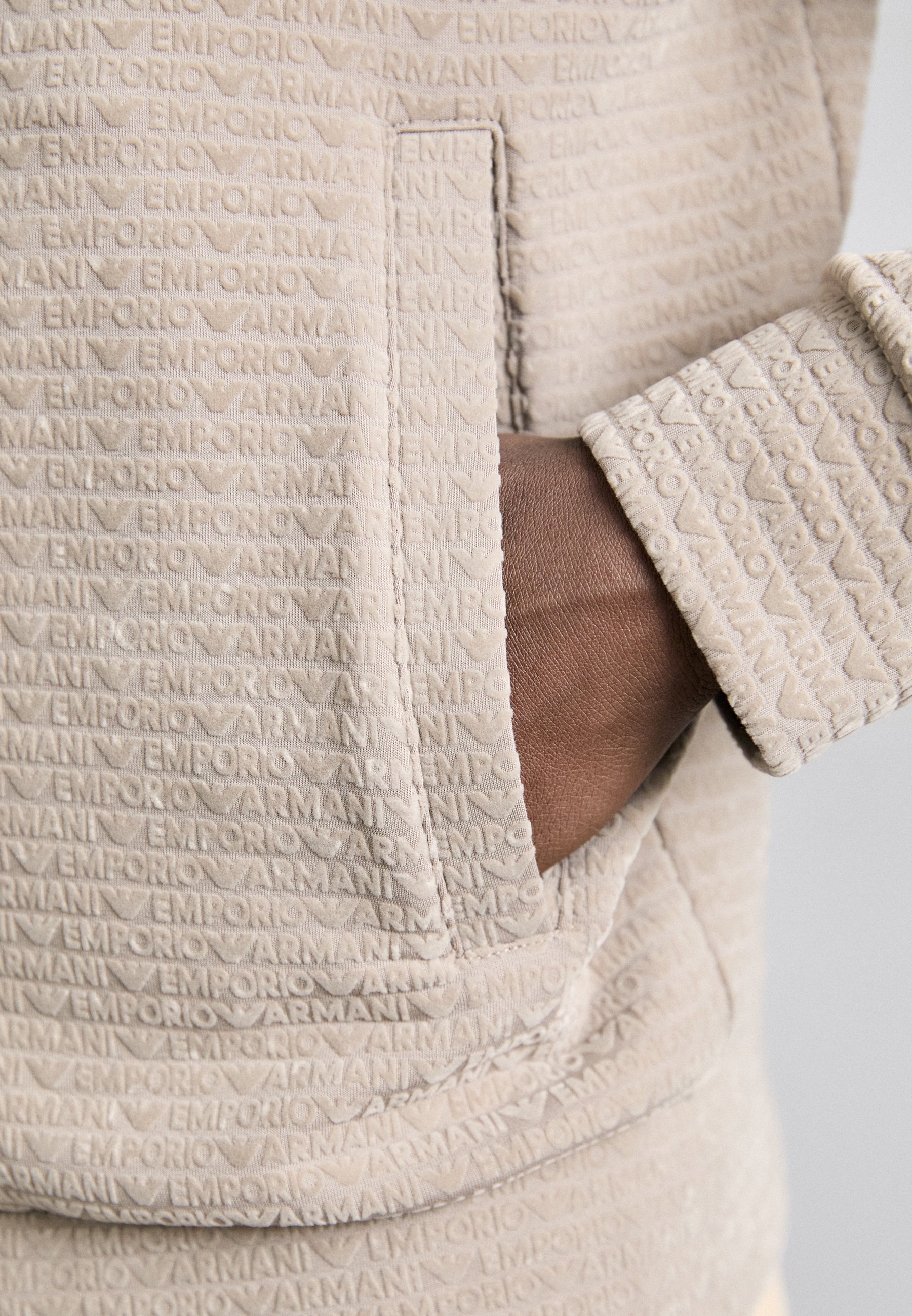 Emporio Armani Zip-up sweatshirt - stone - Zalando.co.uk