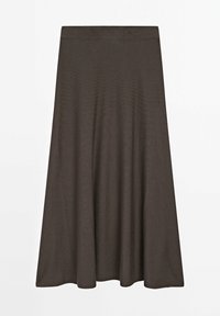 Massimo Dutti LONG FLARED - A-line skirt - mottled dark brown
