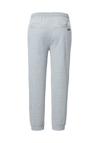 Helle graue Jogginghosen aus weichem Stoff, mit einem elastischen Bund, zwei Gesäßtaschen und tapered Bündchen an den Knöcheln.