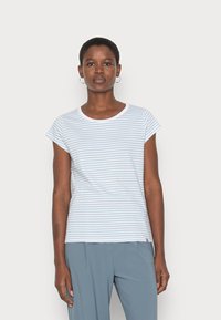 Mads Nørgaard STRIPE TEASY TEE - T-shirt estampada - white/della robia blue