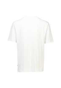 Vit bomullströja med rund halsringning, korta ärmar och rak skärning utan synliga mönster eller detaljer på baksidan.