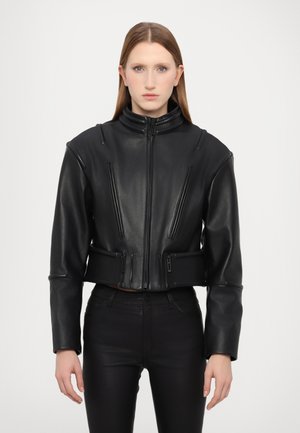 032c HIPPOLYTA GUARDED BIKER JACKET - Lederjacke - black