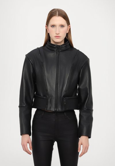 032c HIPPOLYTA GUARDED BIKER JACKET - Bőrdzseki - black