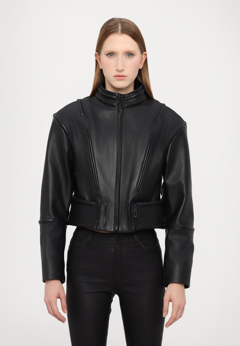 032c HIPPOLYTA GUARDED BIKER JACKET - Lederjacke - black