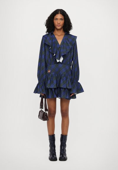 Sinead Gorey TARTAN RUFFLE MINI DRESS - Denné šaty - blue