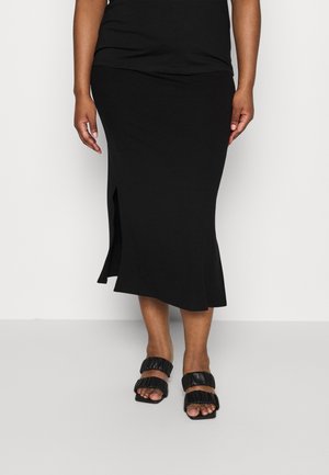 Object Curve OBJJAMIE RIB LONG SKIRT PLUS SIZE - Pencil φούστα - black