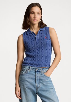 COTTON SLEEVELESS POLO SHIRT - Bluză polo - blue yacht