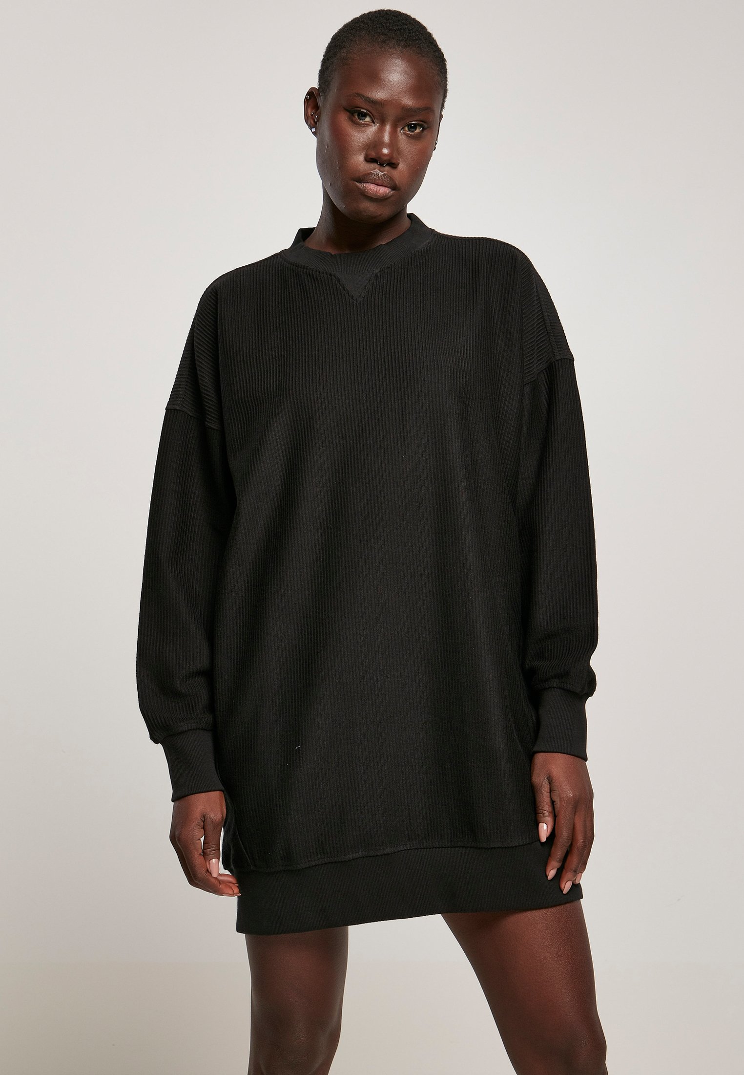 black oversized jumper dress Black Midi Sweater Dress, Asymmetric Neck, Minimalist Shift