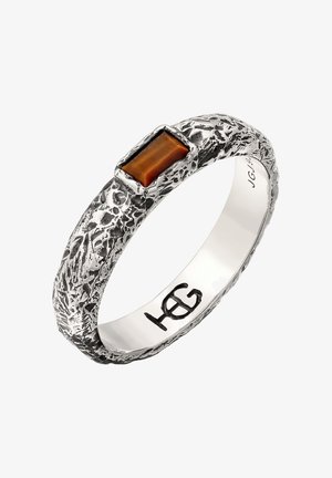 HAZE & GLORY, RING TIGERAUGE BRAUN OXIDIERT 925 STERLING SILBER - Ring - silver-coloured